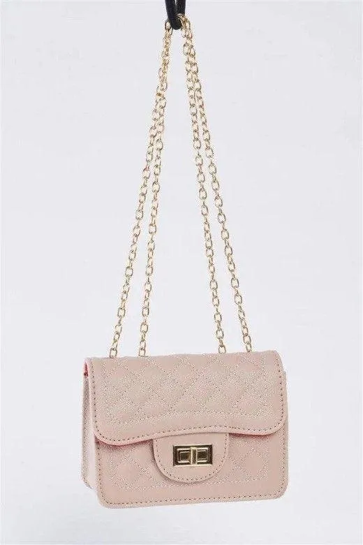 Nude Vegan Leather Quilted Chain Crossbody Bag /1 Bag