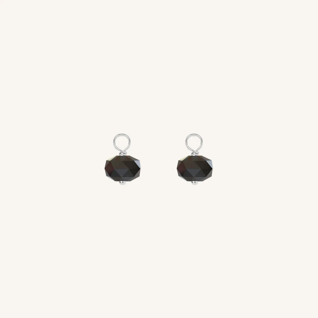 Opulent Black Spinel Hoop Charm - Stone of Energy (Set of 2)