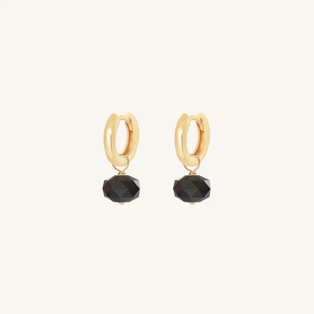 Opulent Black Spinel Plain Hoops - Stone of Energy