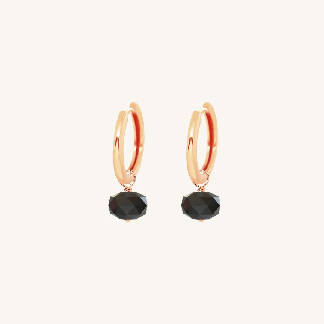 Opulent Black Spinel Plain Hoops - Stone of Energy