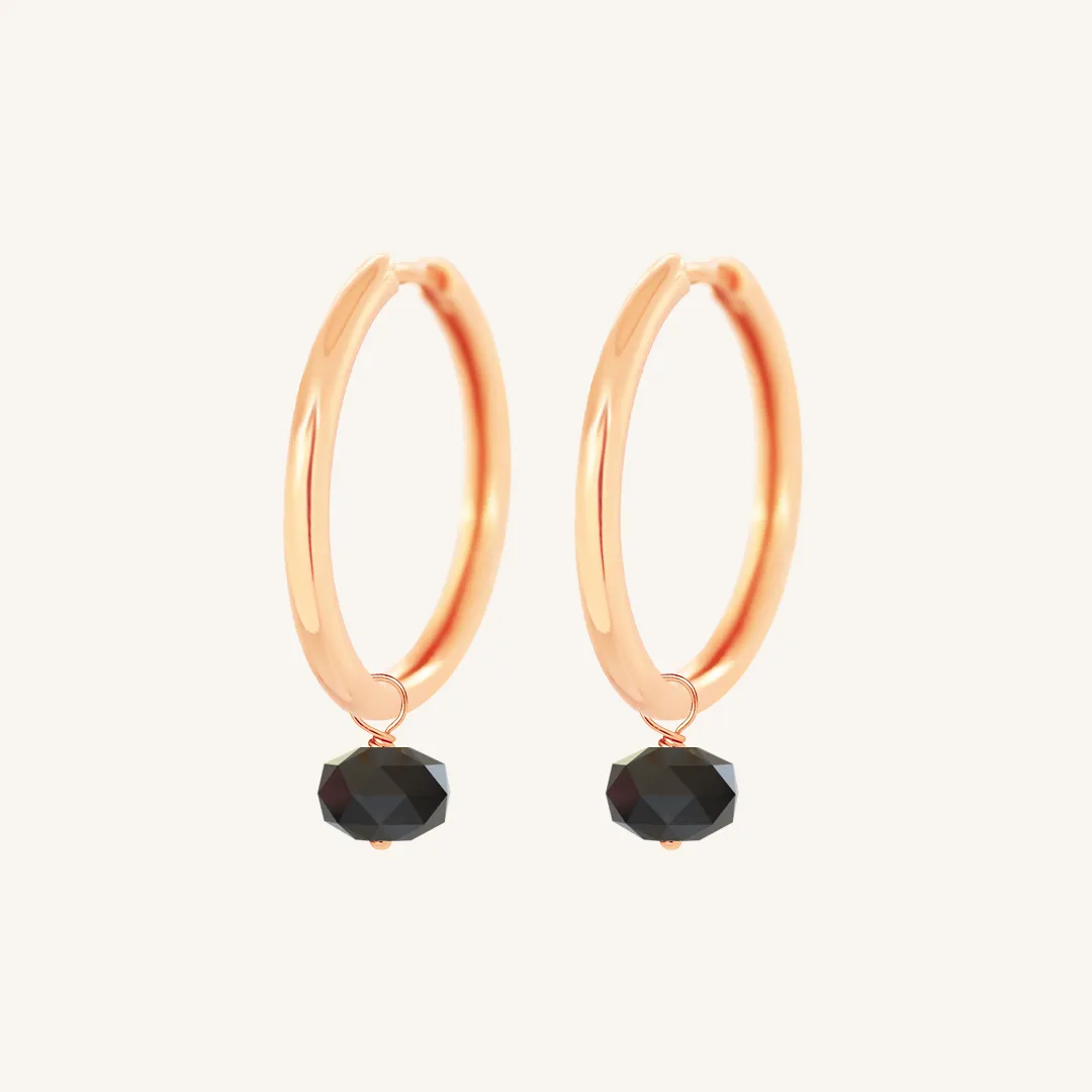 Opulent Black Spinel Plain Hoops - Stone of Energy