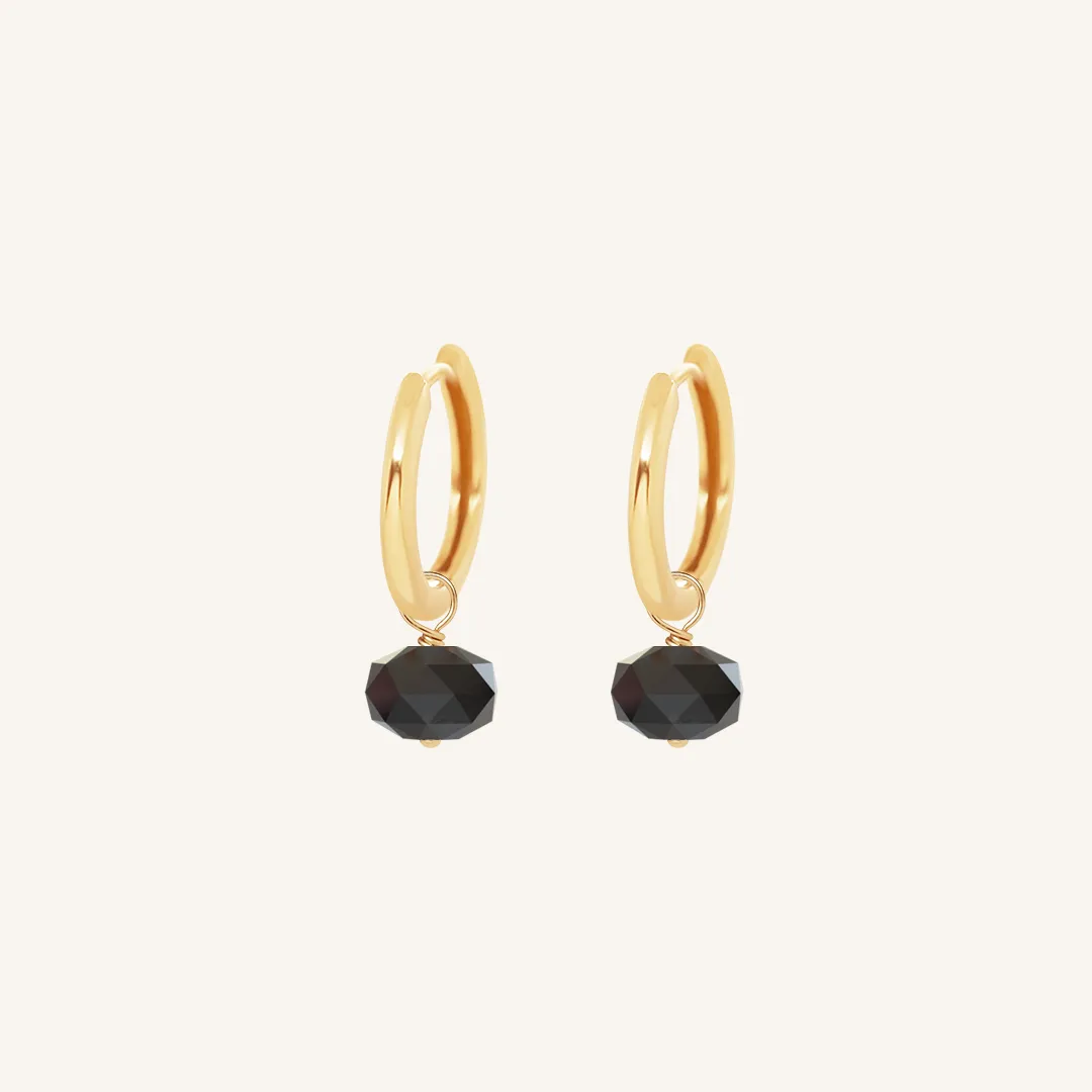 Opulent Black Spinel Plain Hoops - Stone of Energy