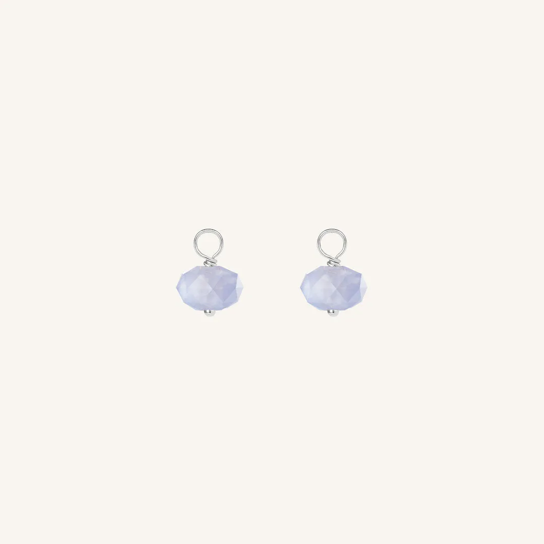 Opulent Blue Lace Agate Hoop Charm - Stone of Loyalty (Set of 2)