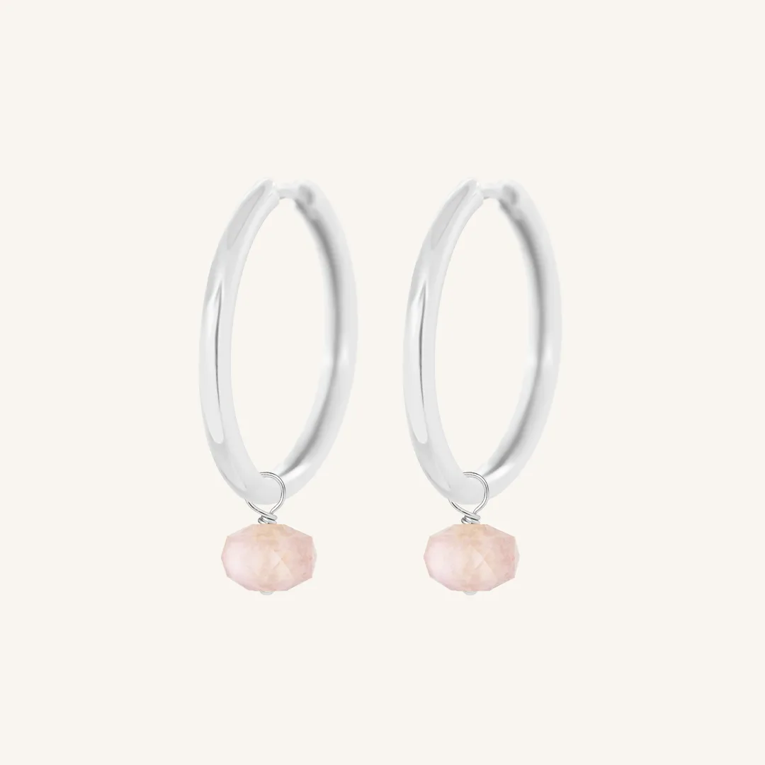 Opulent Morganite Plain Hoops - Stone of Joy