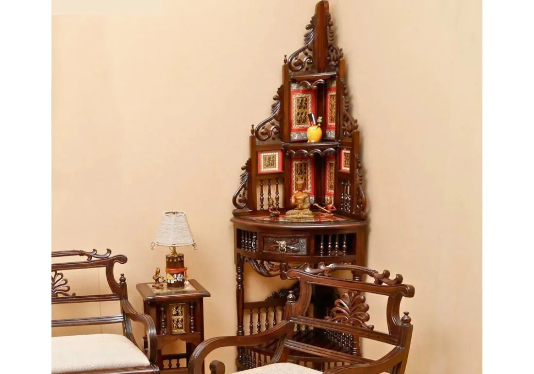 Opulent Teak Wooden Hand Crafted Corner