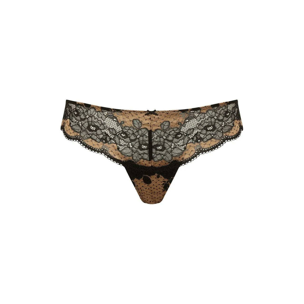 Panache Clara Thong - Black/ Vintage Gold