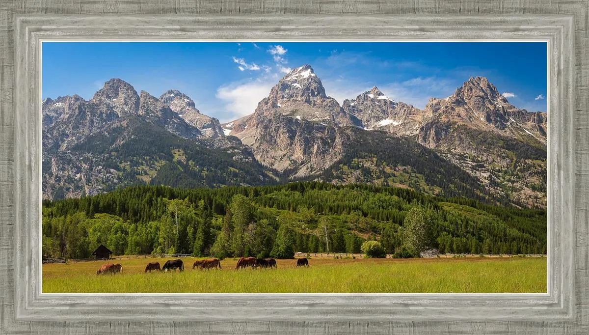 Panorama of Grand Teton Mountain Range, Wyoming