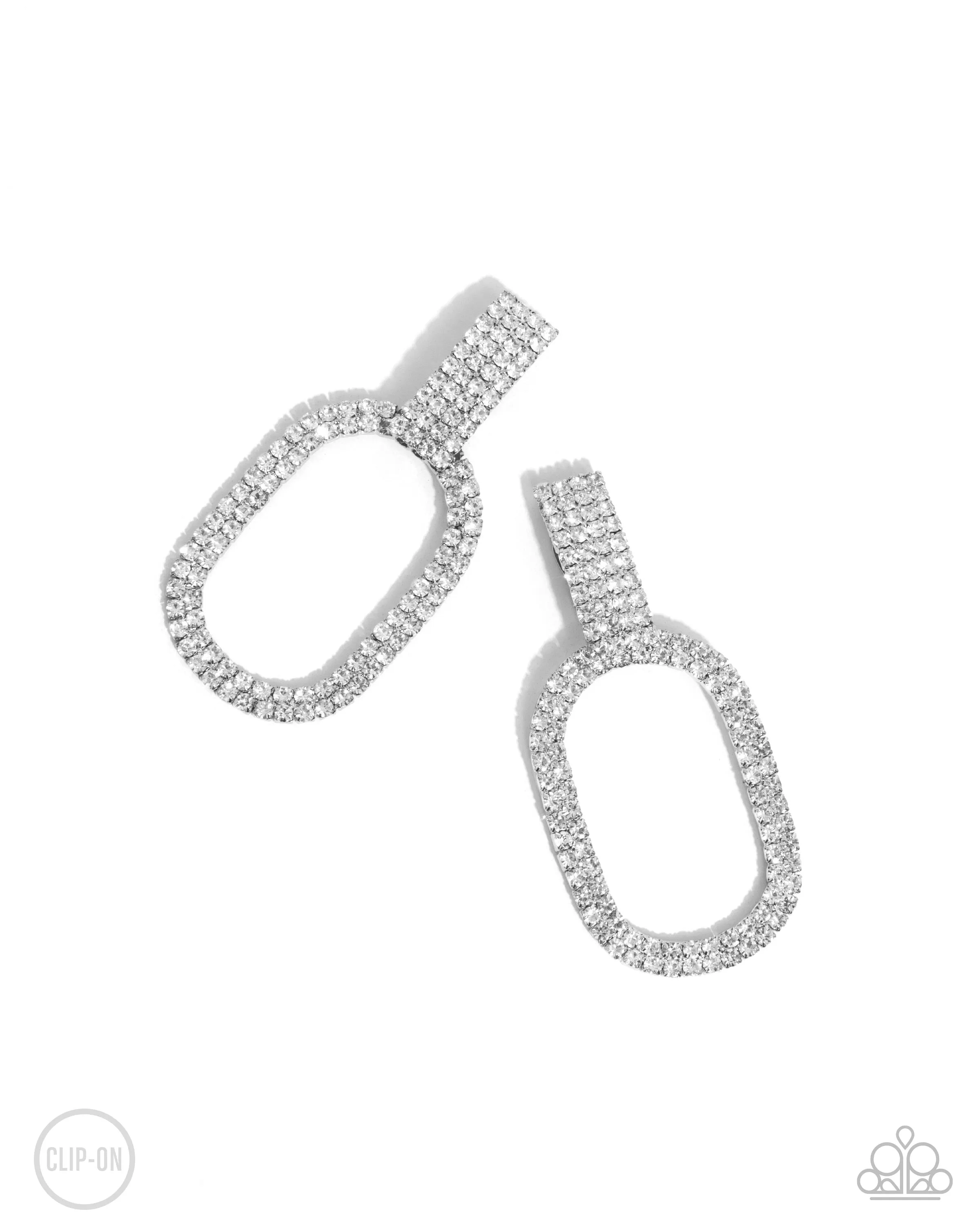 Paparazzi Guarded Glitz Earrings White (Clip-Ons)