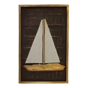 Pine Wood Wall Decor with Boat