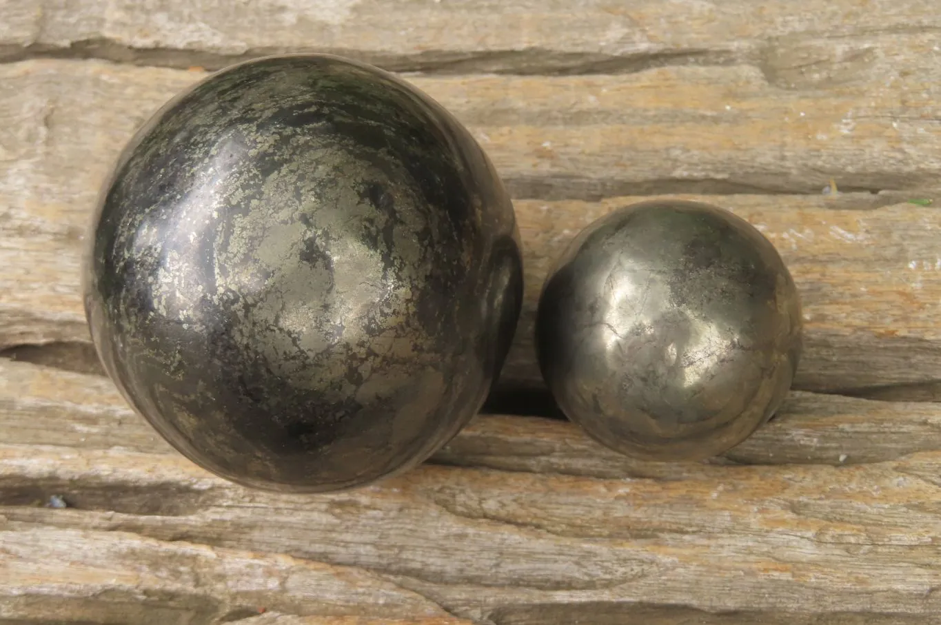 Polished Pharaoh Stone Spheres x 2 From Zimbabwe