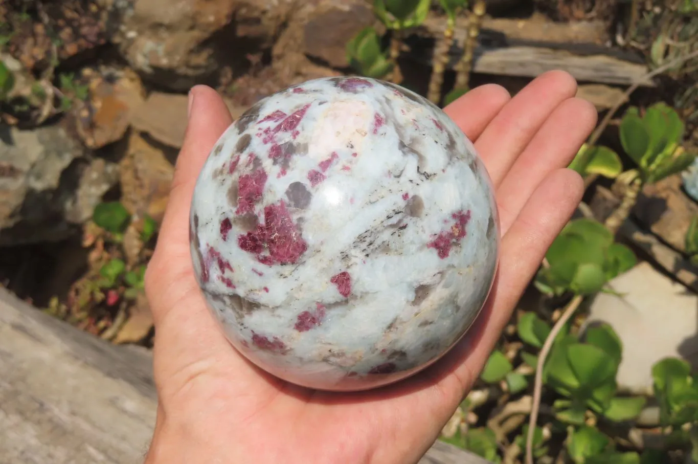 Polished Rubellite Pink Tourmaline Matrix Spheres x 2 From Ambatondrazaka, Madagascar