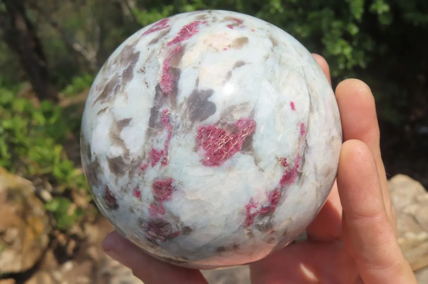 Polished Rubellite Pink Tourmaline Matrix Spheres x 2 From Ambatondrazaka, Madagascar