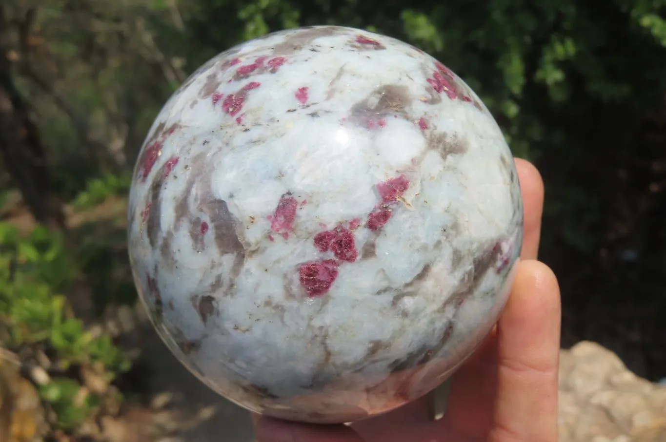 Polished Rubellite Pink Tourmaline Matrix Spheres x 2 From Ambatondrazaka, Madagascar