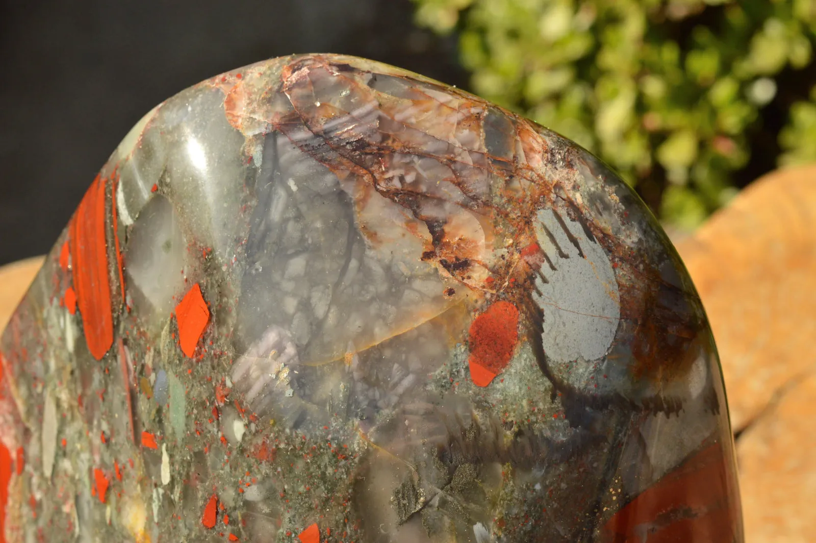 Polished XXL Bloodstone (Seftonite) Standing Free Form With Pyrite Specks  x 1 From Swaziland