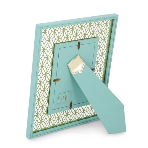 PURE HOME   LIVING Blue and Green Lazer Cut Faux Leather Photo Frame