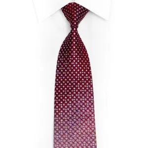 Purple Geometric On Burgundy Rhinestone Silk Tie With Silver Sparkles