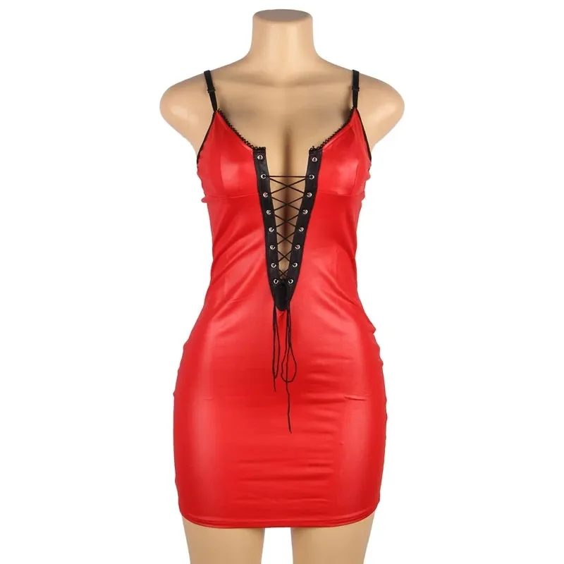 Queen Desire Faux Leather Play Dress