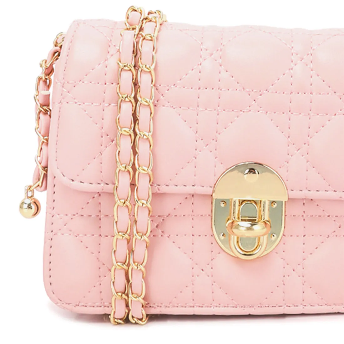 Quilted Metallic Buckle Cluch Bag