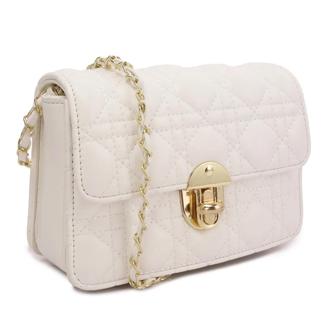 Quilted Metallic Buckle Cluch Bag