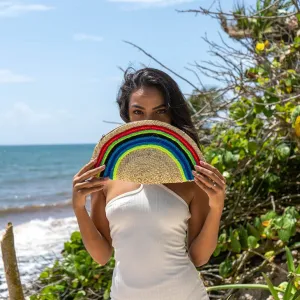 Rainbow Straw Clutch