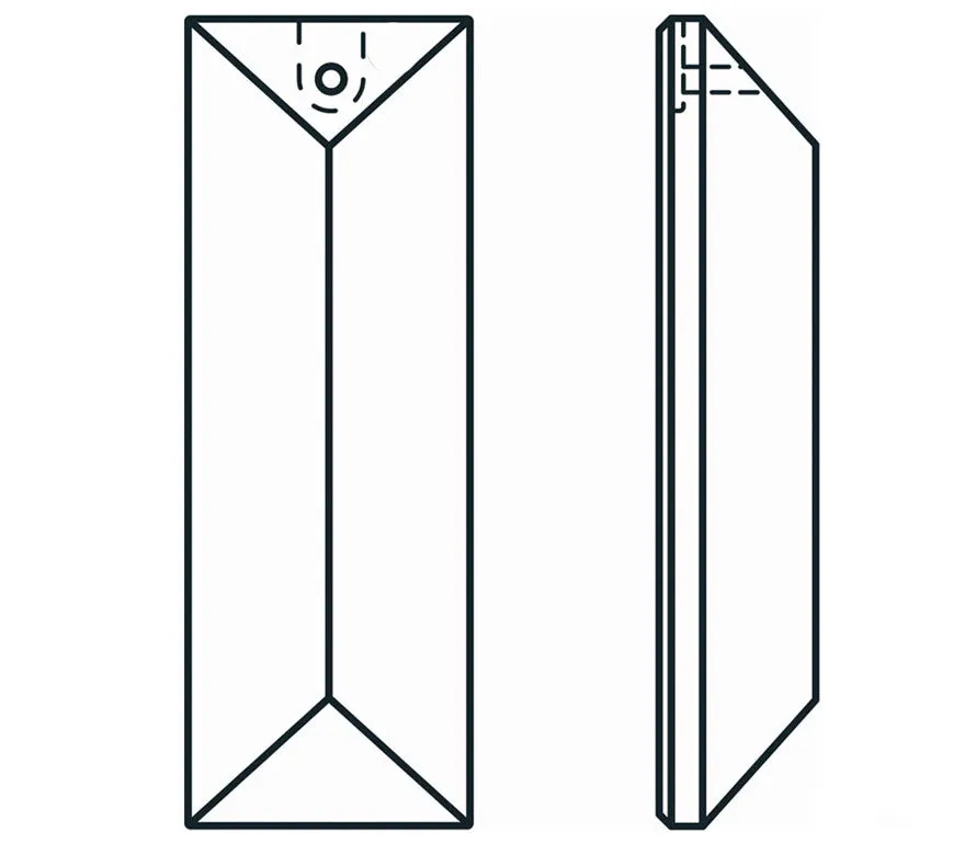 Rectangular Crystal 4 inches Clear Prism with One Hole on Top