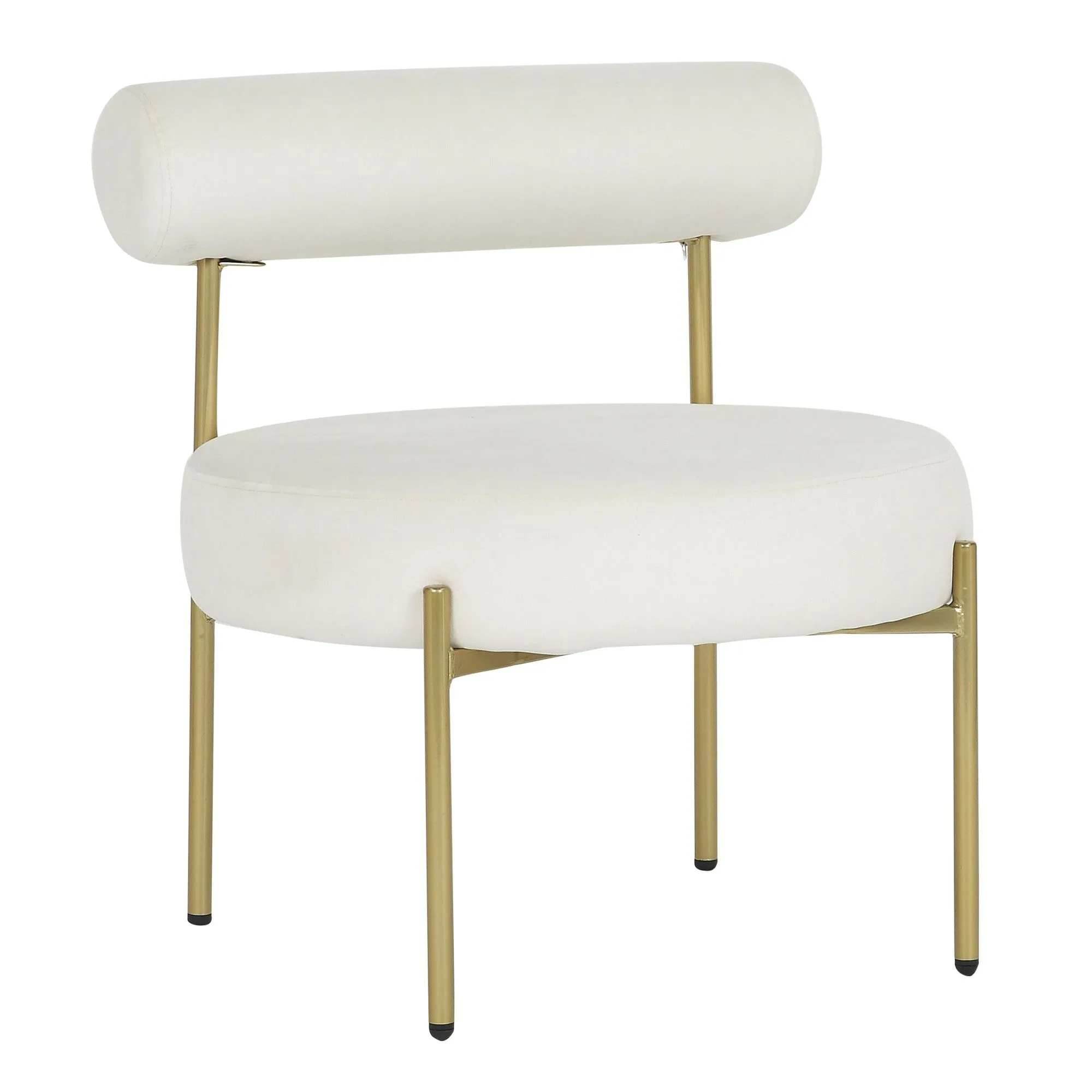 Rhonda Contemporary/Glam Accent Chair in Gold Steel and Cream Velvet by LumiSource