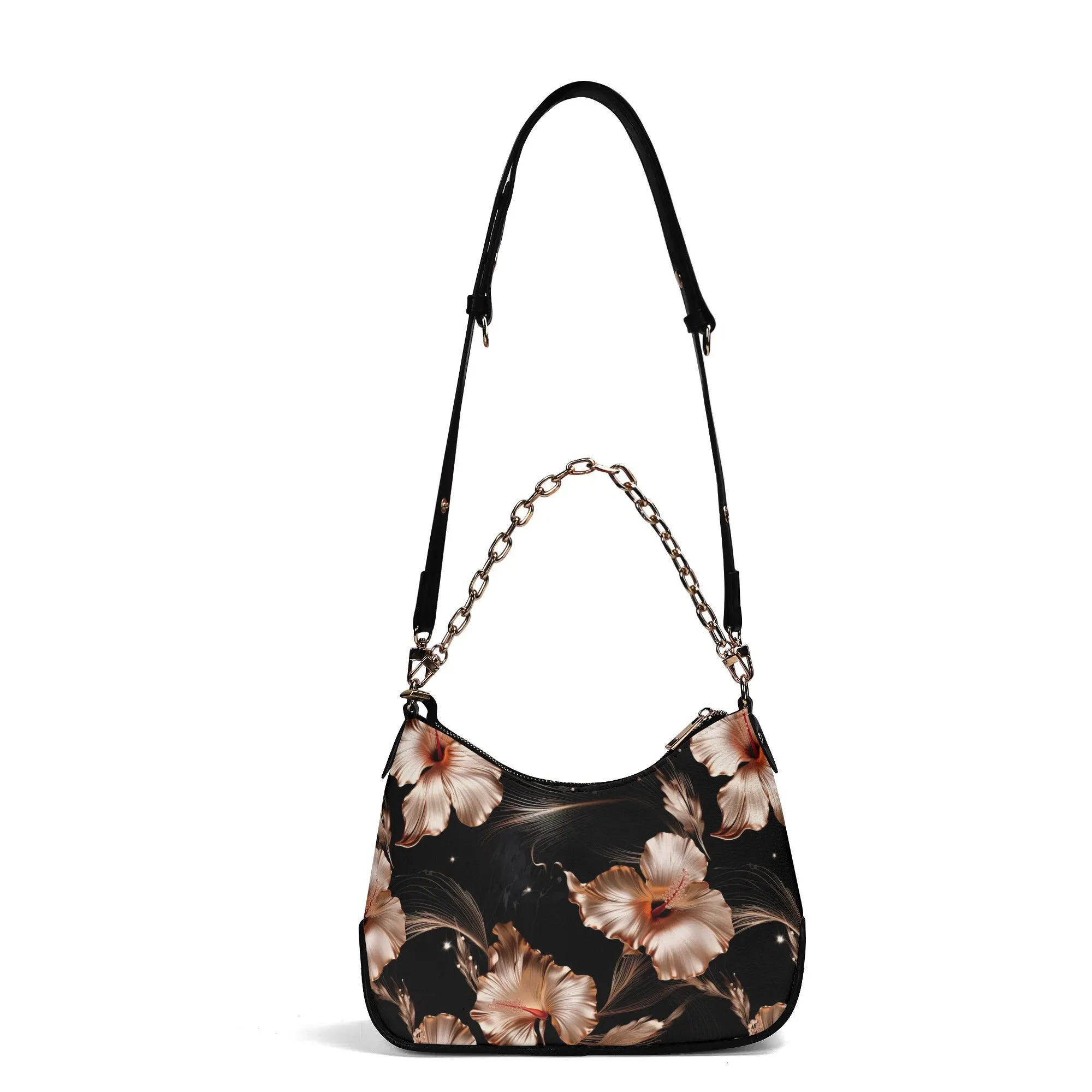 Rose Gold Blooms - Cross-body Bag w/Chain