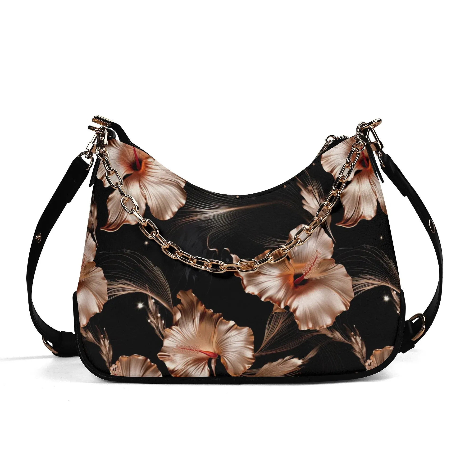 Rose Gold Blooms - Cross-body Bag w/Chain