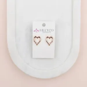 Rose Gold Open Heart Earring**