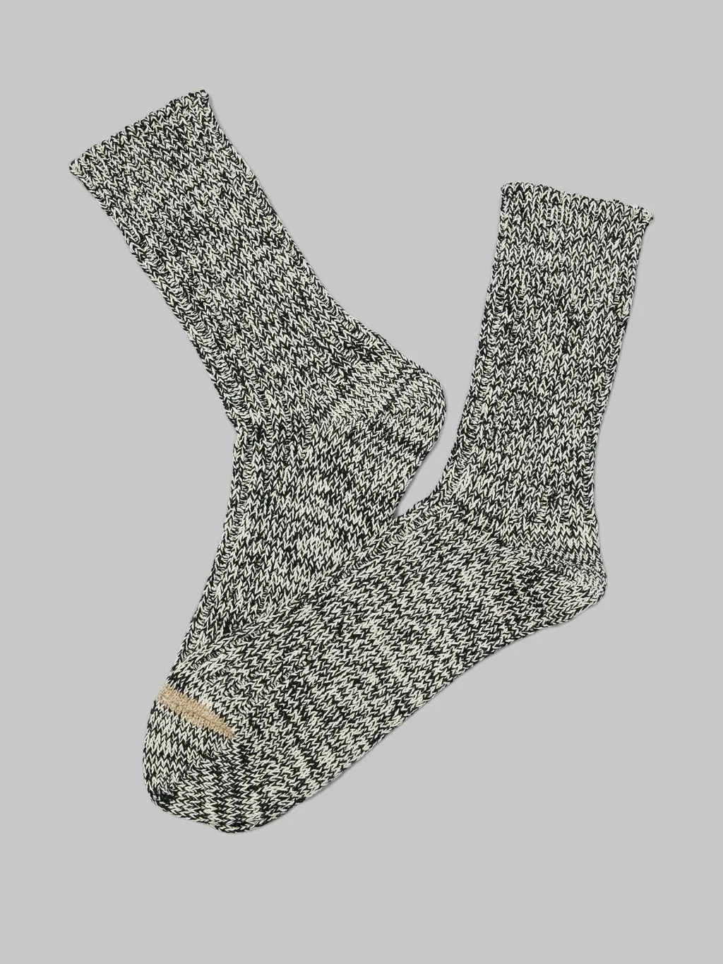 ROTOTO Recycle Cotton Ribbed Crew Socks Black/Ivory