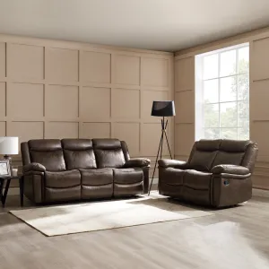 Rowan 2 3 Seater Recliner Sofa Set, Brown Faux Leather