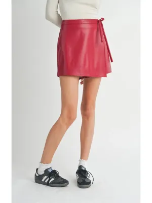 Sadie & Sage Wine Down Faux Leather Overlapped Shorts