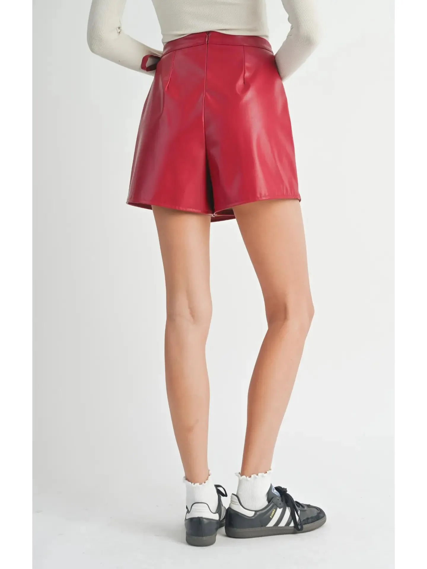 Sadie & Sage Wine Down Faux Leather Overlapped Shorts