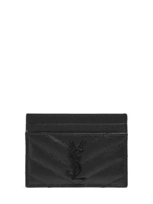 Saint Laurent   Monogram grained leather card holder 