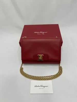 SALVATORE FERRAGAMO Vara Bow Red Chain Sling Bag