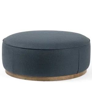 Sinclair Large Round Ottoman, Fresno Cobalt