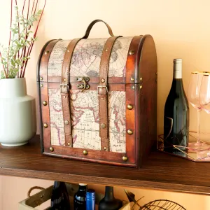 Six Bottle Old World Wooden Wine Box