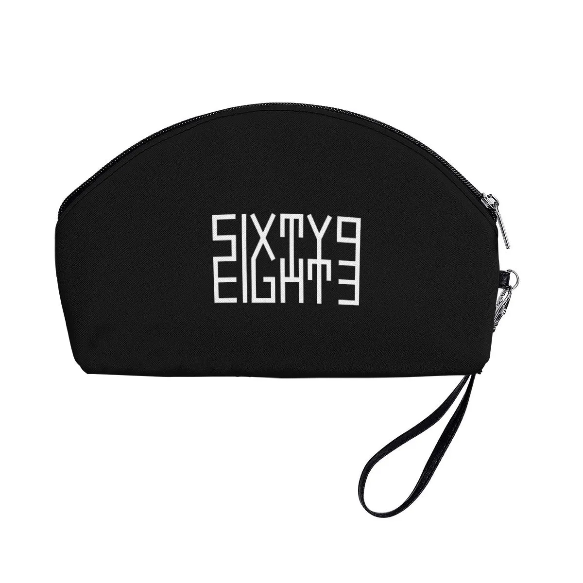 Sixty Eight 93 Logo White Black Curved Cosmetic Bag