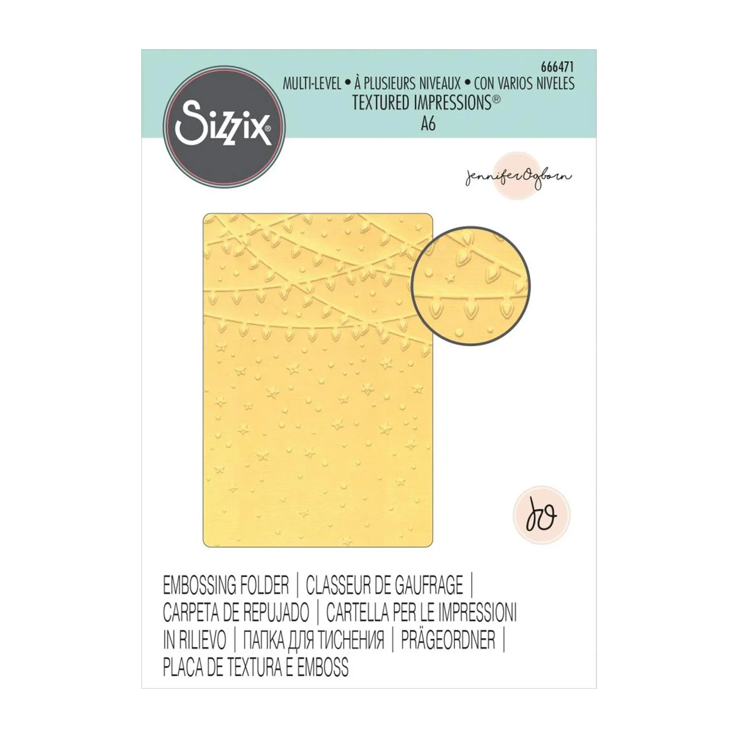 Sizzix Multi-Level Textured Impressions Embossing Folder By Jennifer Ogborn - Stars & Lights*