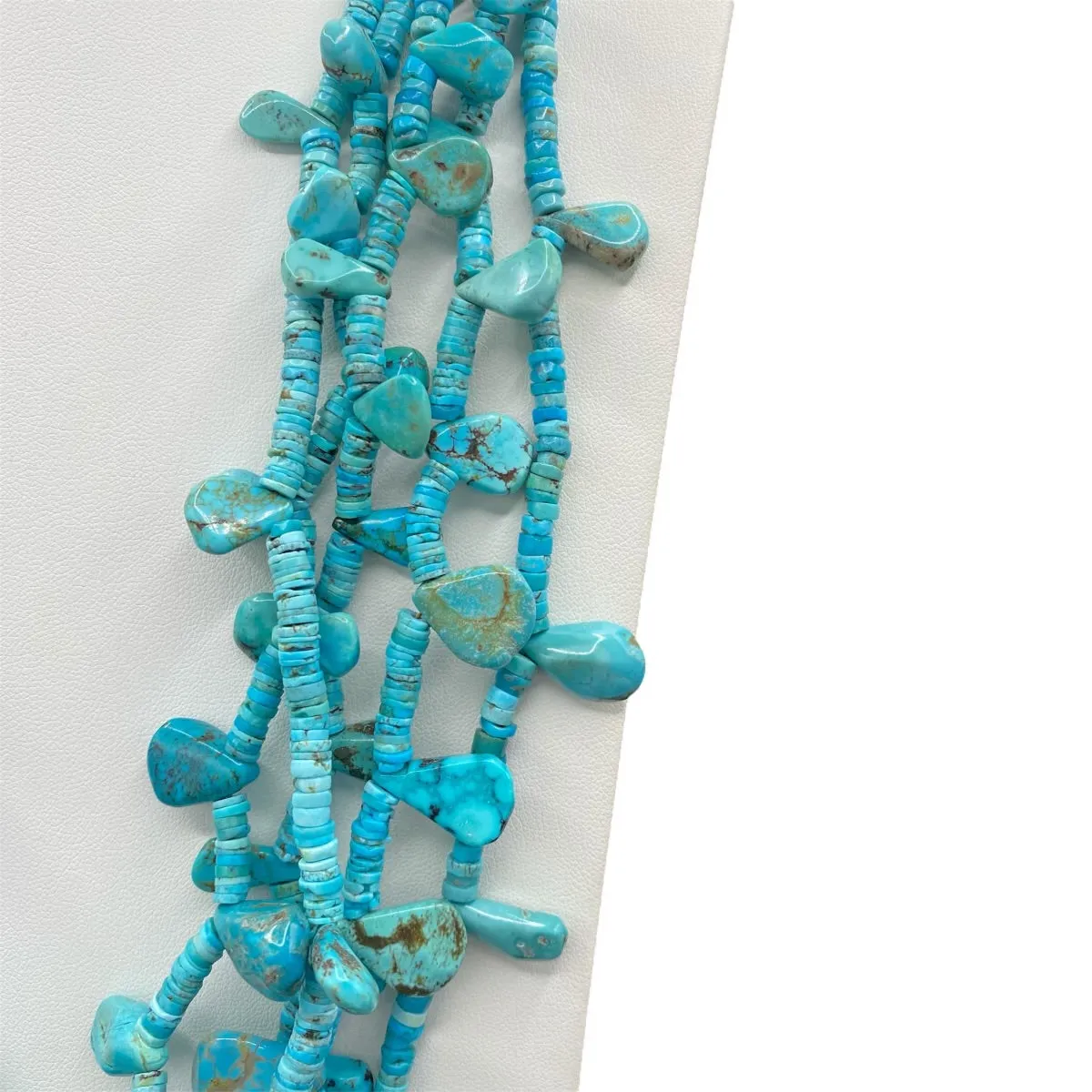 Sleeping Beauty Turquoise Chunky Necklace with Heishi Beads