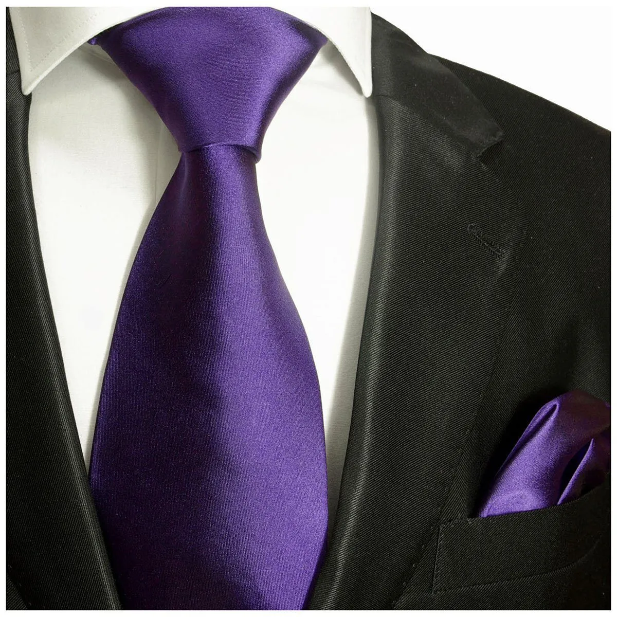 Solid Amethyst Violet Necktie and Pocket Square