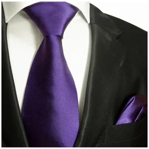 Solid Amethyst Violet Necktie and Pocket Square