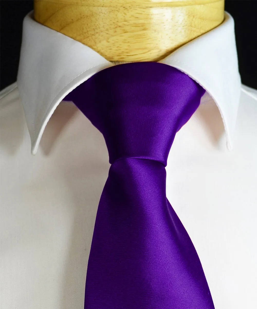 Solid Amethyst Violet Necktie and Pocket Square