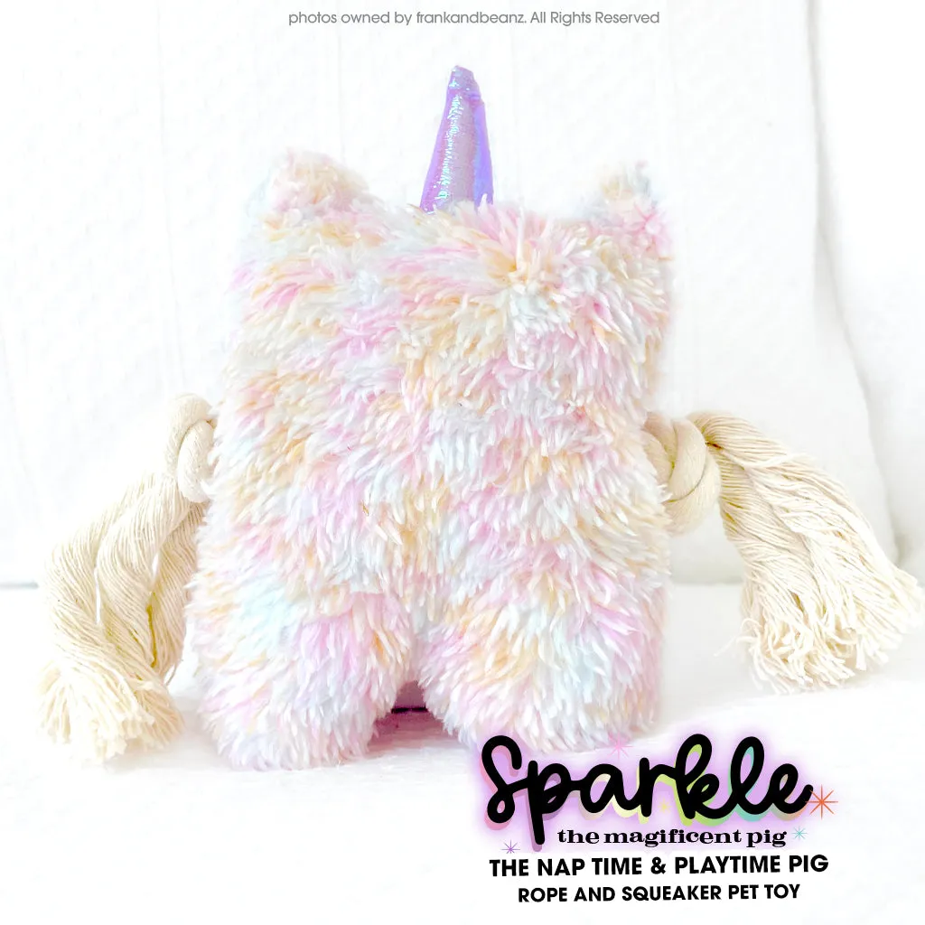 Sparkle the Magnificent Pig Nap Time Play Time Dog Toys for Small Dogs Rope Squeaker Pet Toys