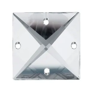 Square Crystal 18mm Clear Prism with Four Holes