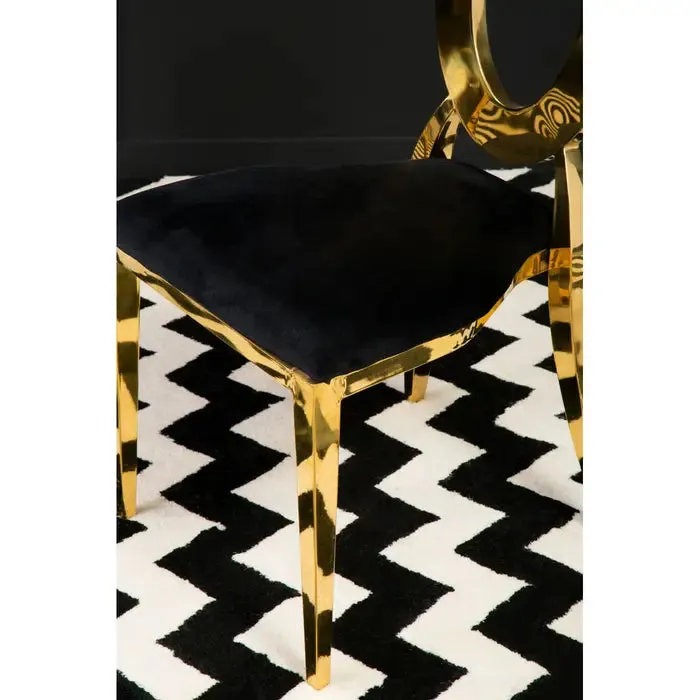 Stackable Black Velvet and Gold Finish Dining Chair