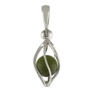 Starborn Moldavite Sphere Sterling Silver Cage Pendant