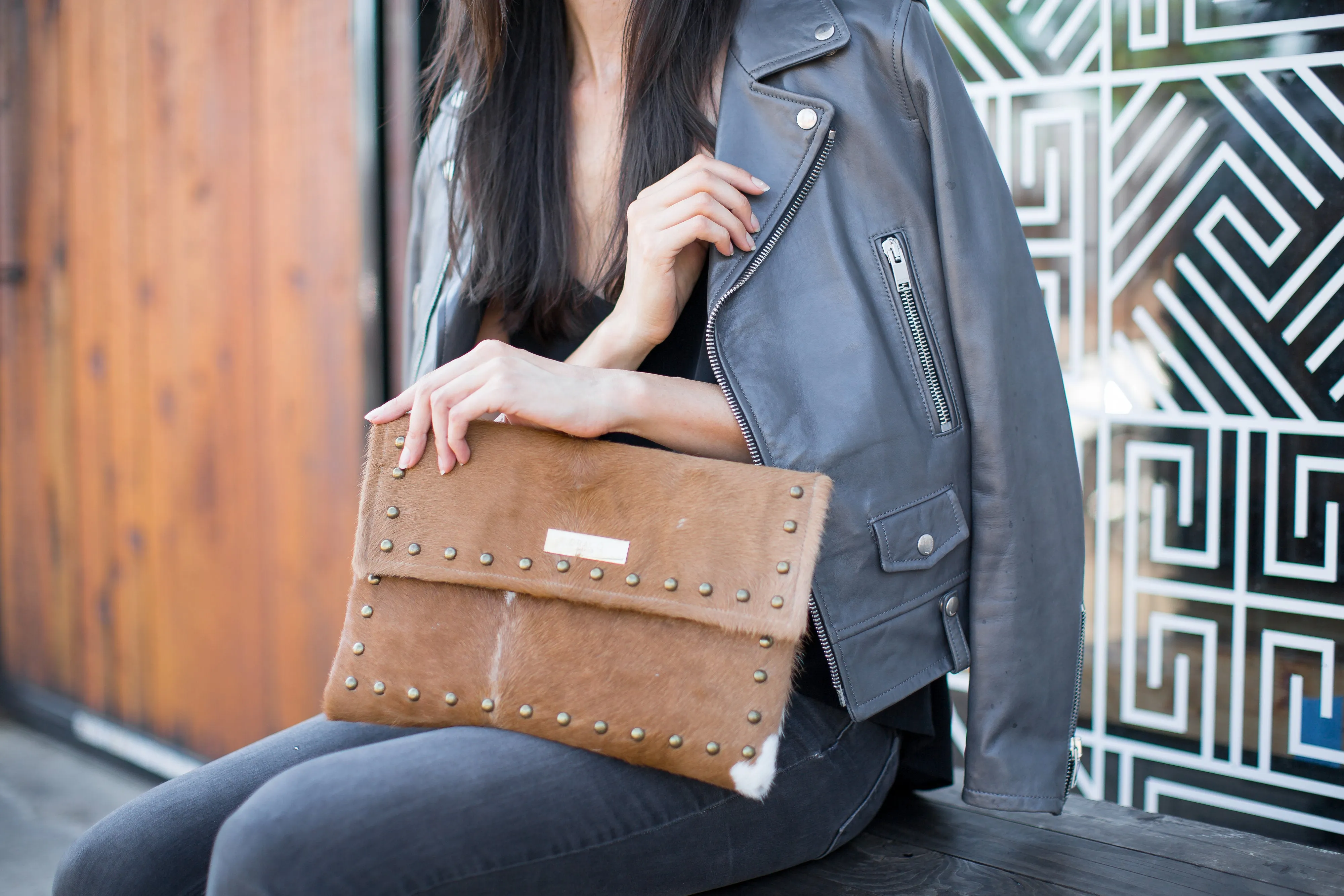 Studded Clutch (Black and White)