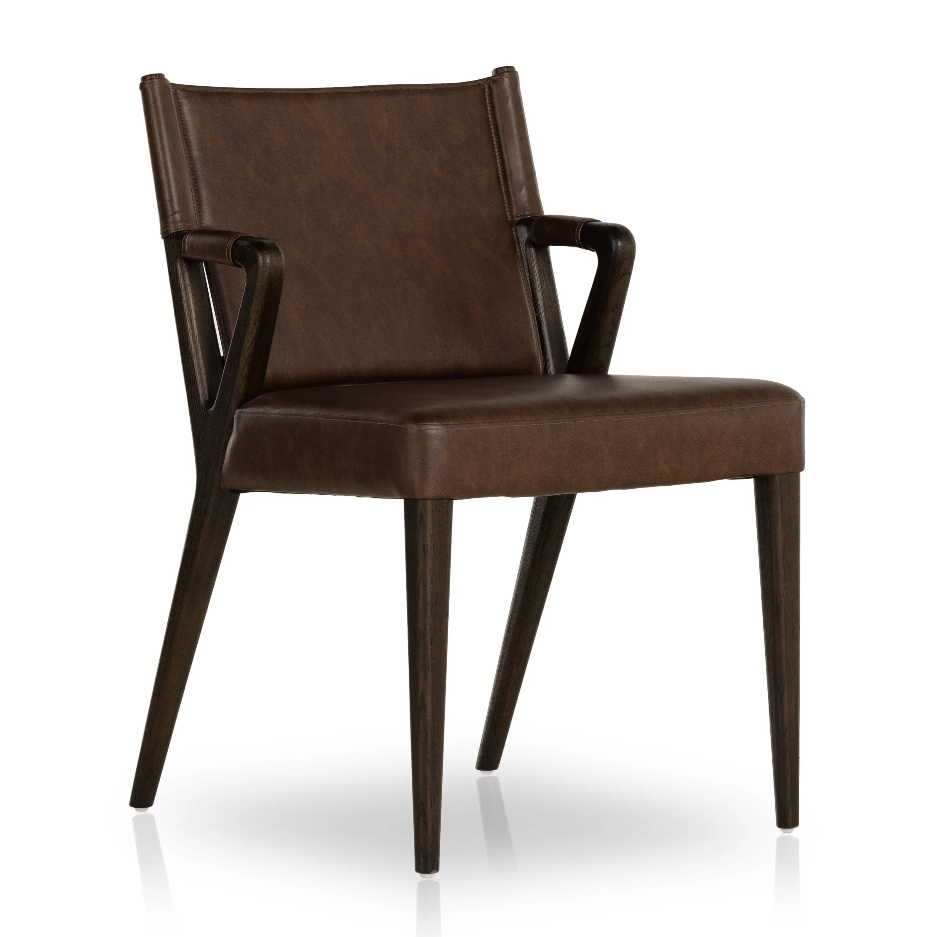 Tetra Leather Dining Chair, Sierra Chestnut, Set of 2