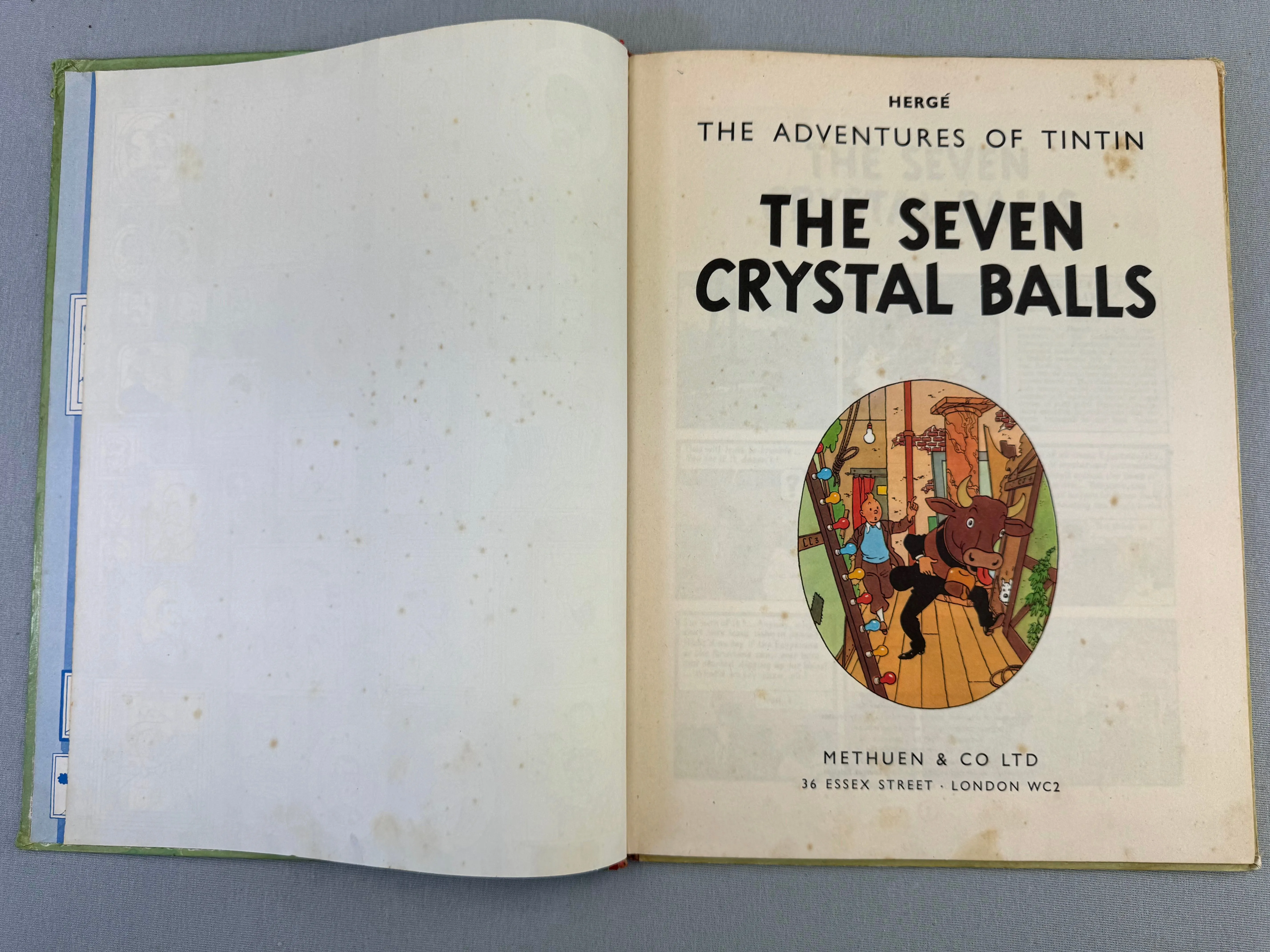 The 7 Crystal Balls - Methuen 1962 1st Edition Hardback Rare Tintin book Herge EO